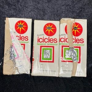 3 Vintage Brite Star Tinsel Icicles Silver 1000 Strands 18" Christmas